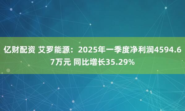 亿财配资 艾罗能源：2025年一季度净利润4594.67万元 同比增长35.29%