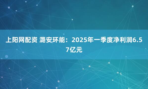 上阳网配资 潞安环能：2025年一季度净利润6.57亿元